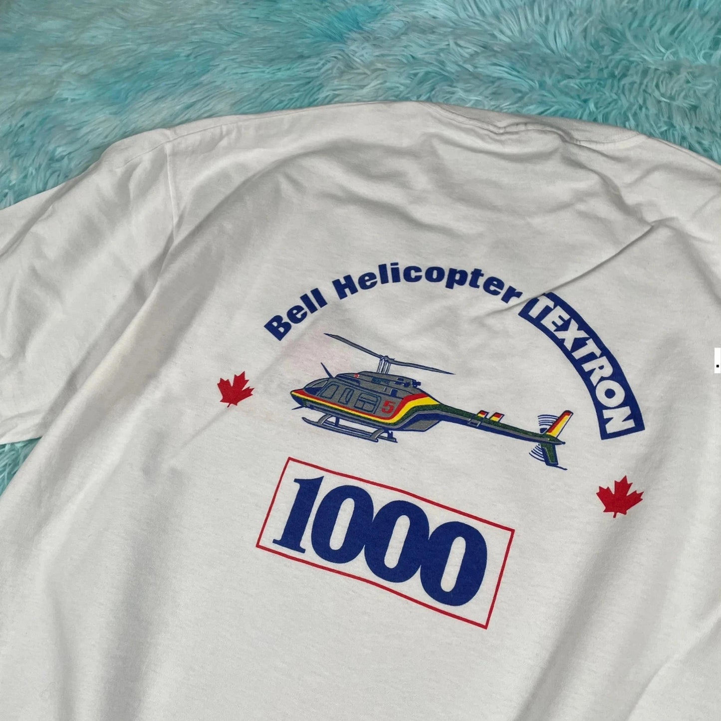 Vintage 90s White Helicopter Graphic T Shirt - XL