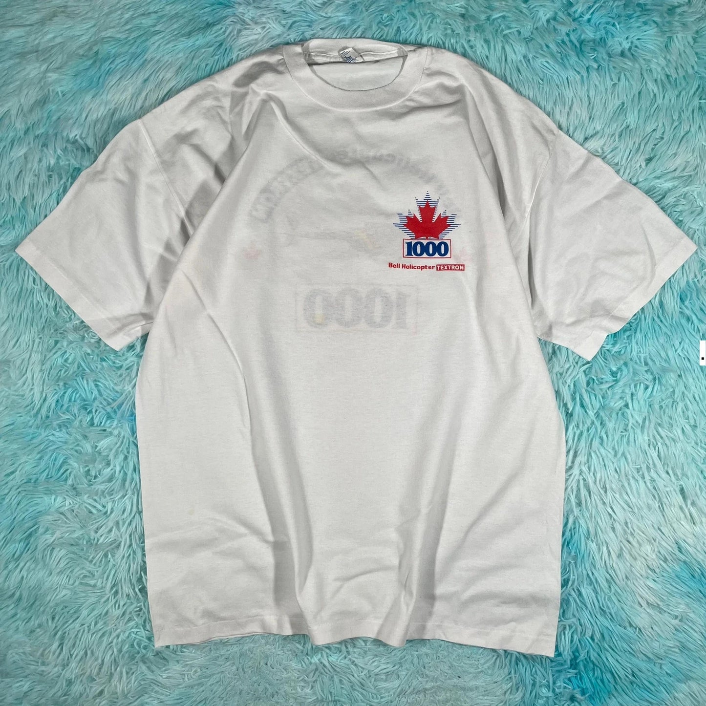 Vintage 90s White Helicopter Graphic T Shirt - XL