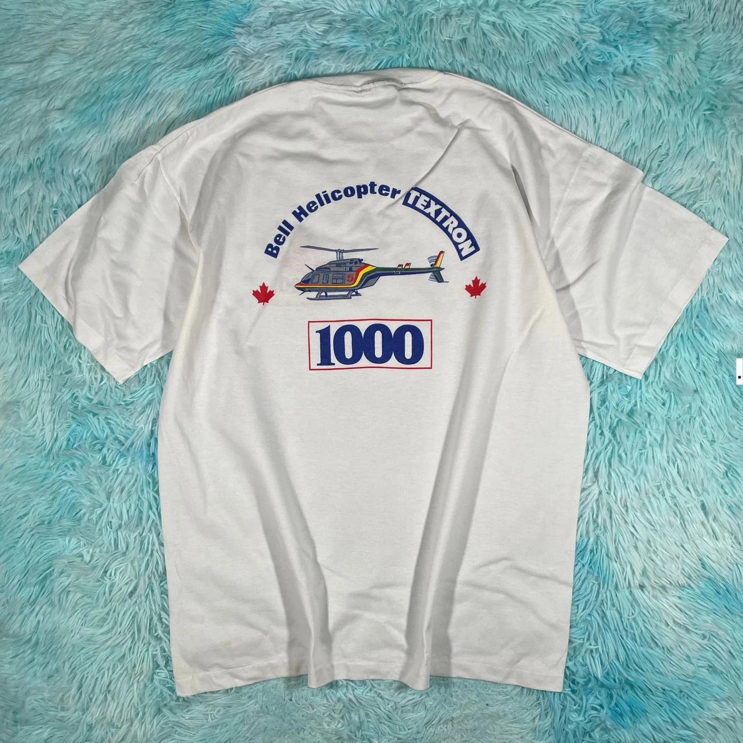 Vintage 90s White Helicopter Graphic T Shirt - XL