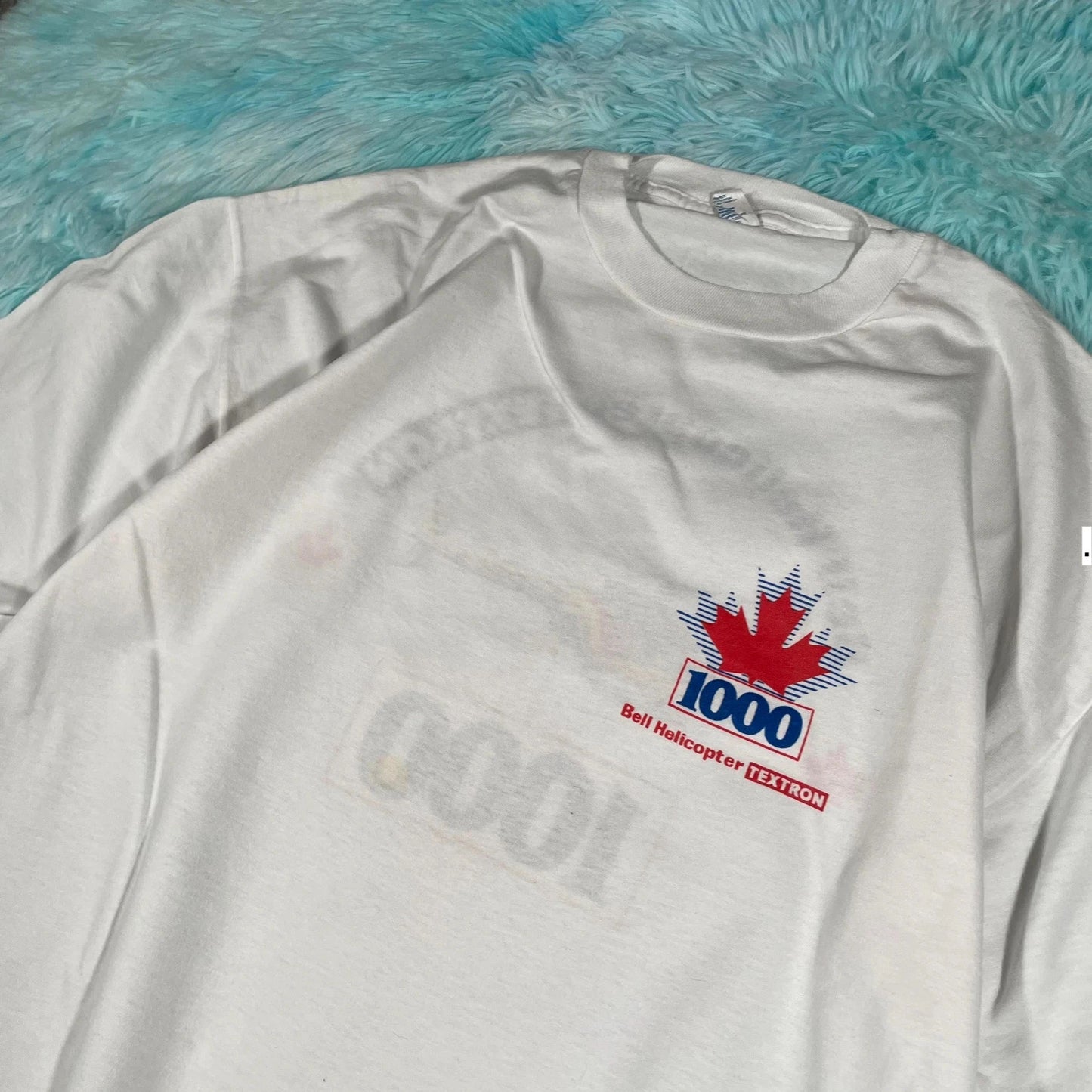 Vintage 90s White Helicopter Graphic T Shirt - XL