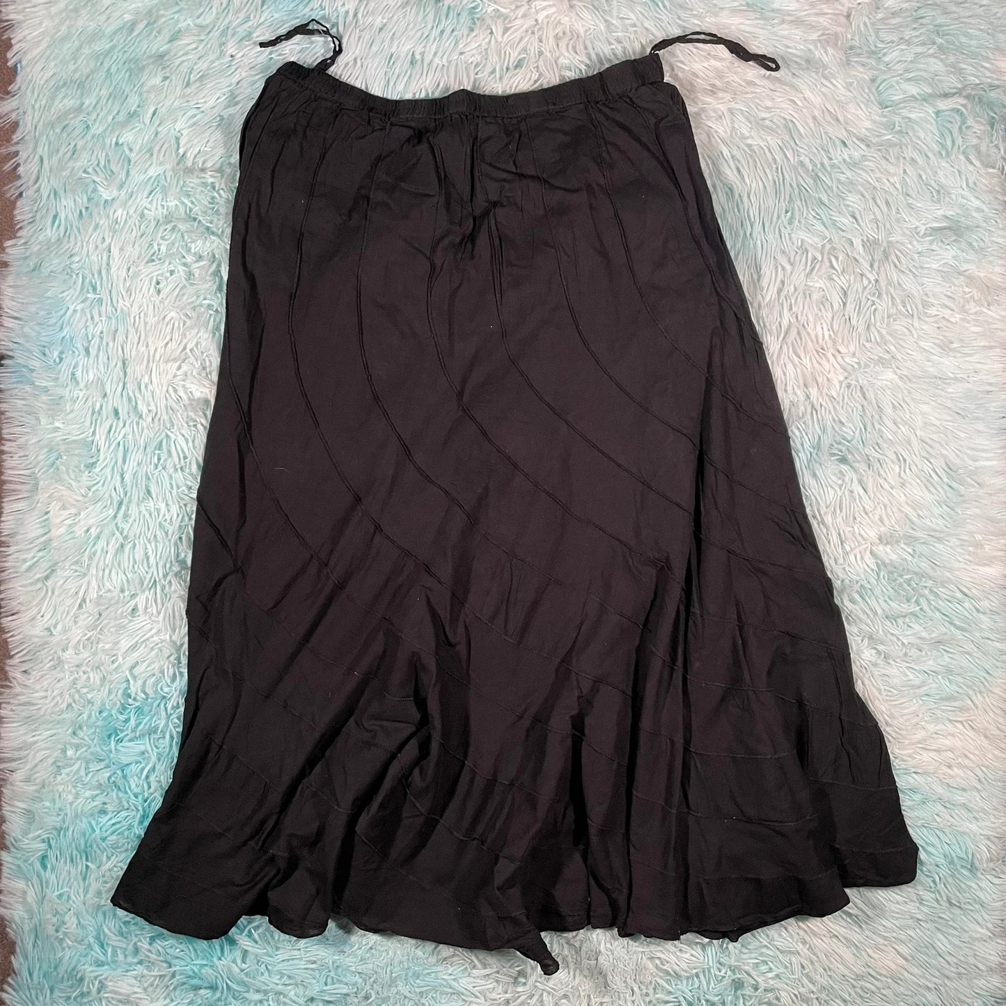 Black A-Line Skirt Pleated - XL