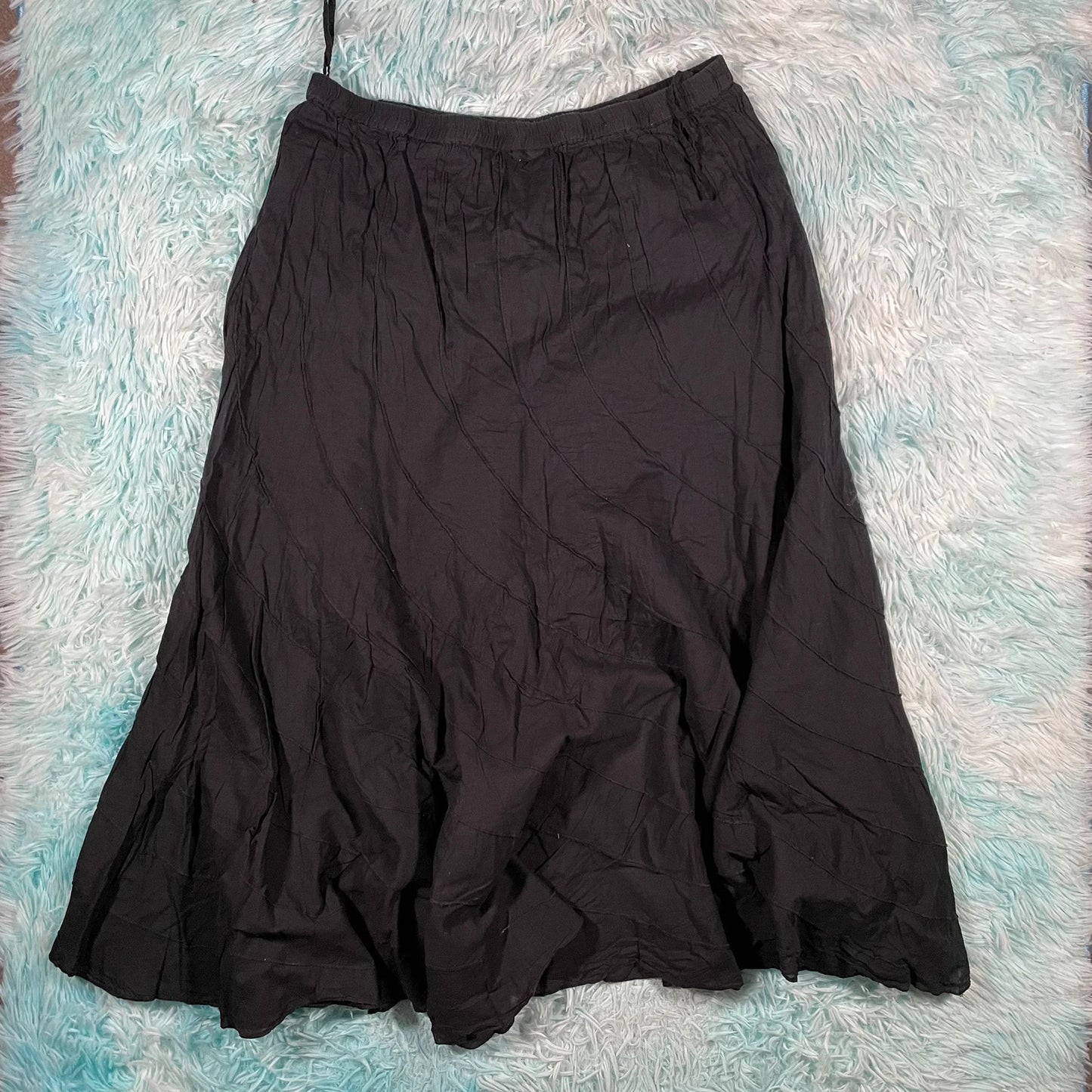 Black A-Line Skirt Pleated - XL