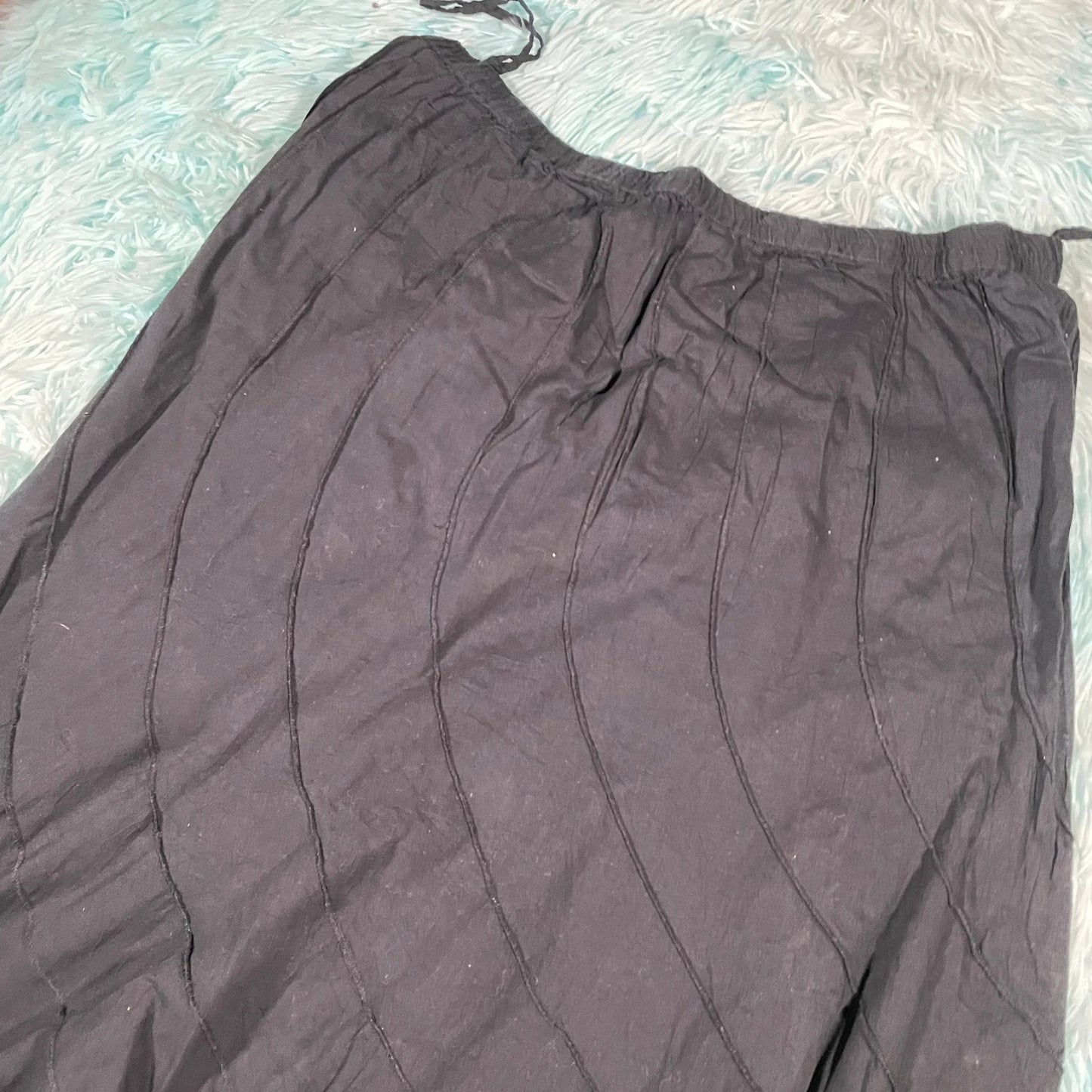 Black A-Line Skirt Pleated - XL