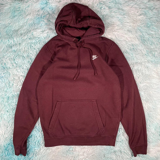 Maroon Nike Hoodie Jumper Plain - Small
