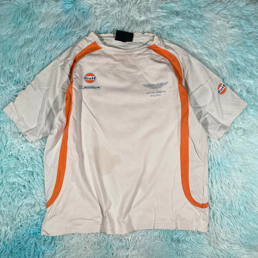 White & Orange Aston Martin Racing T Shirt - Large