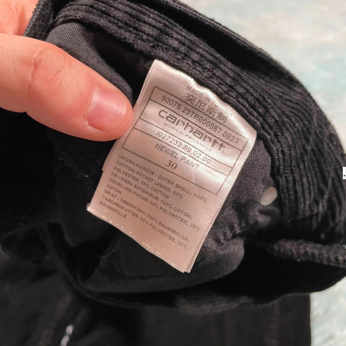 Black Carhartt Corduroy Trousers Newel Pant - 30W 32L