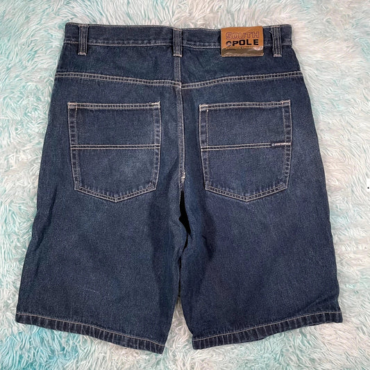 Vintage 90s South Pole Baggy Denim Shorts Jorts - 38W