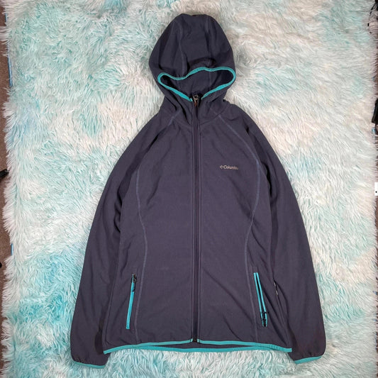 Grey Columbia Full Zip Hoodie Fleece - Womens Medium