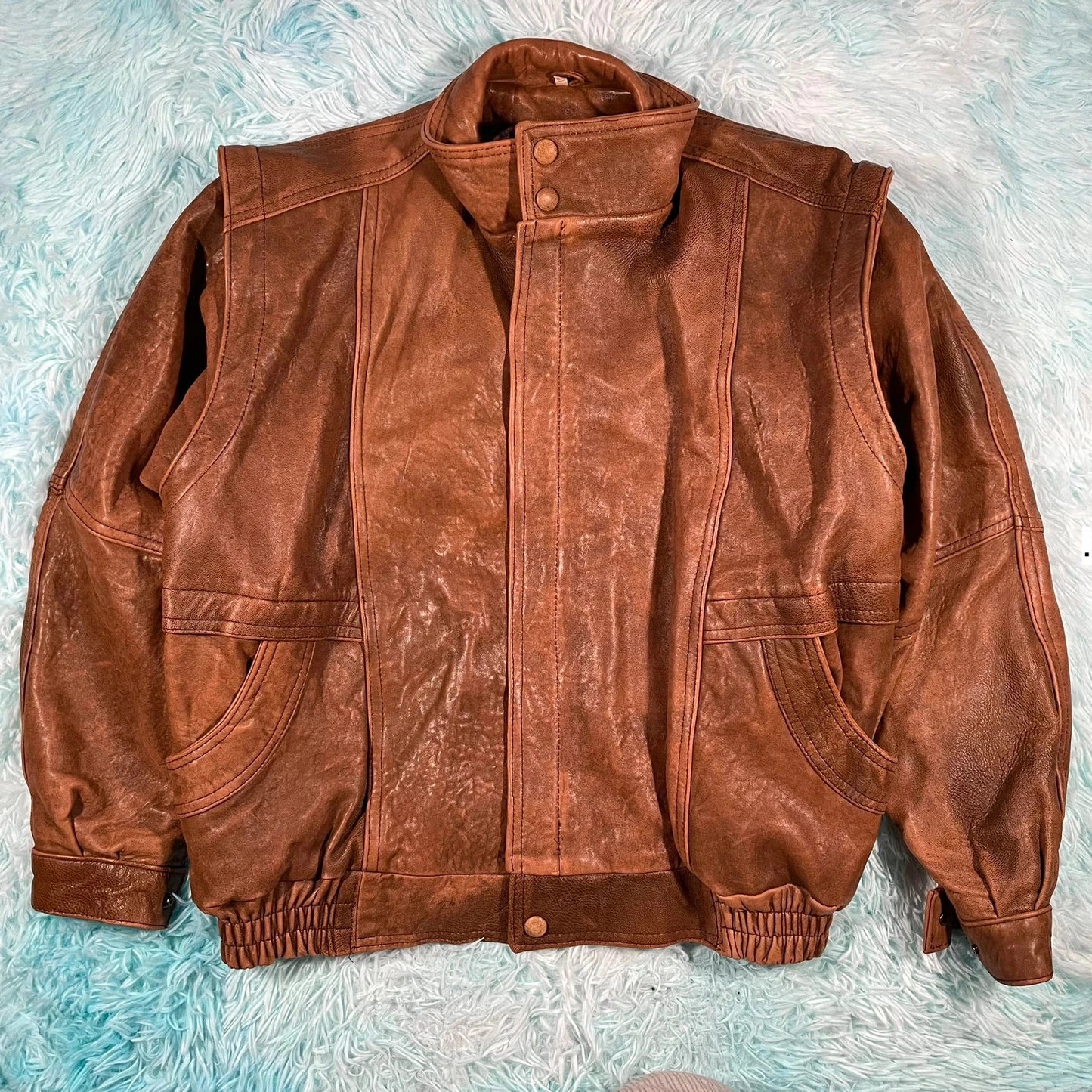 Vintage 80s Brown Leather Jacket - XL