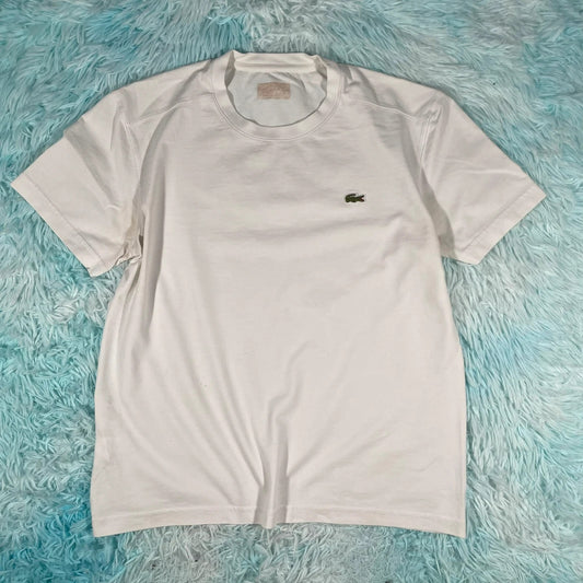 White Lacoste Plain T Shirt - Small
