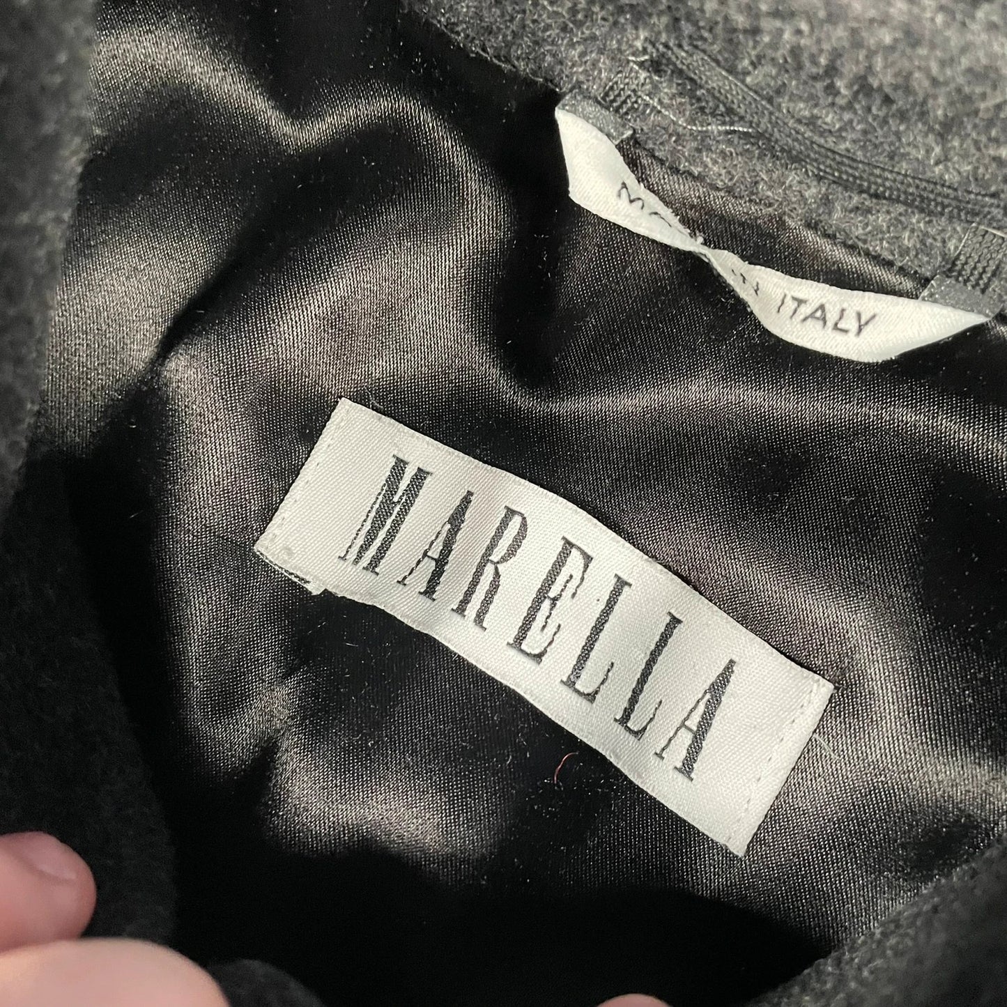Grey Marella Wool Long Coat - Size 12