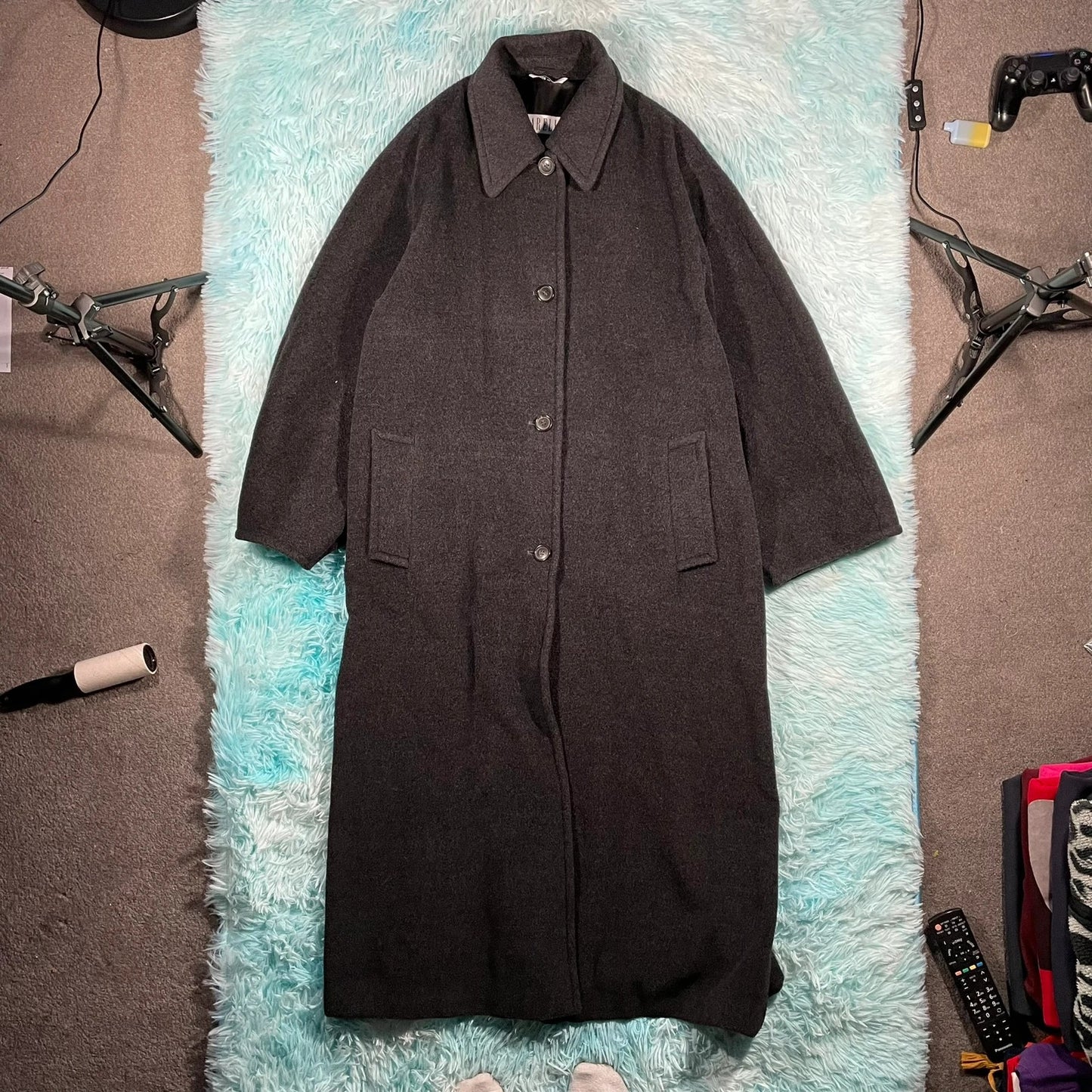 Grey Marella Wool Long Coat - Size 12