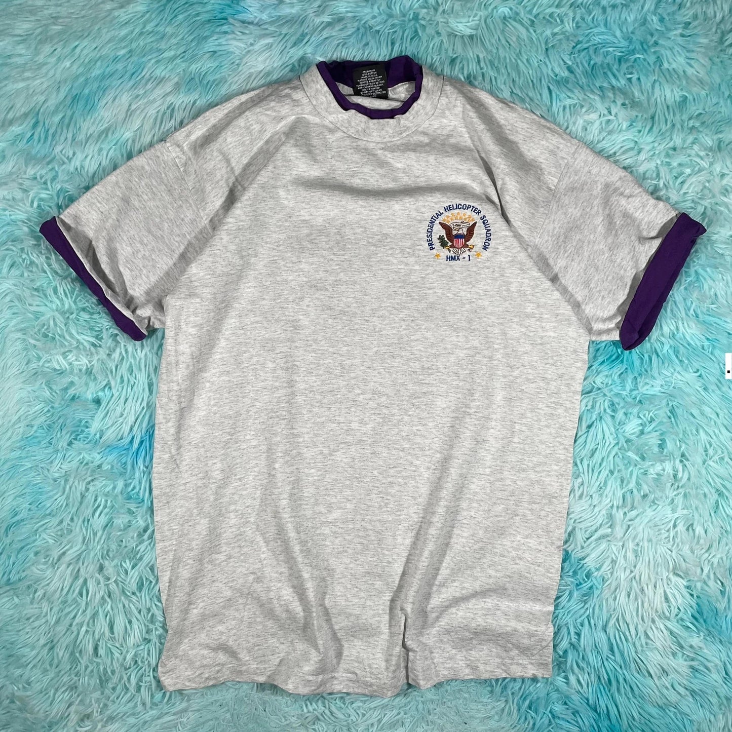 Vintage 90s Grey Presidential Helicopter Team Graphic T Shirt - Large