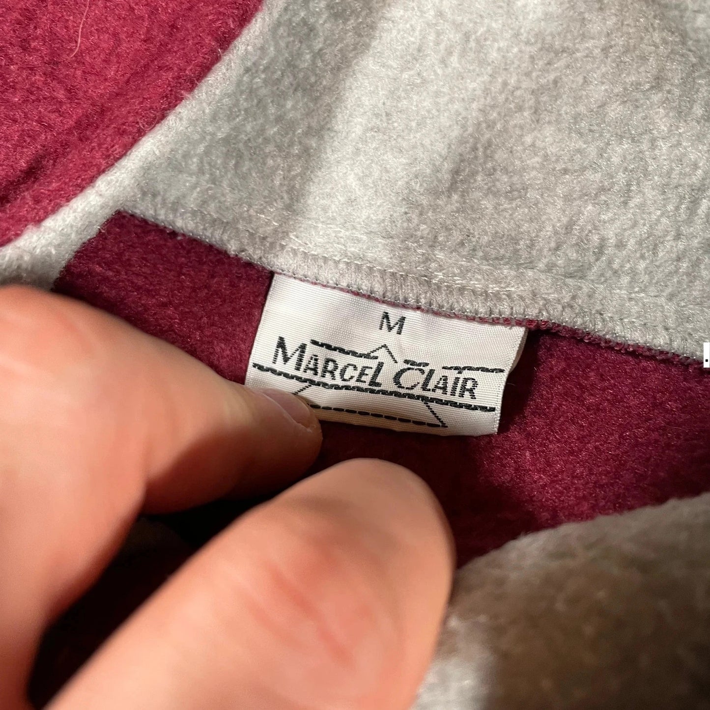Vintage 90s Red & Grey 1/4 Zip Fleece Patterned - Medium
