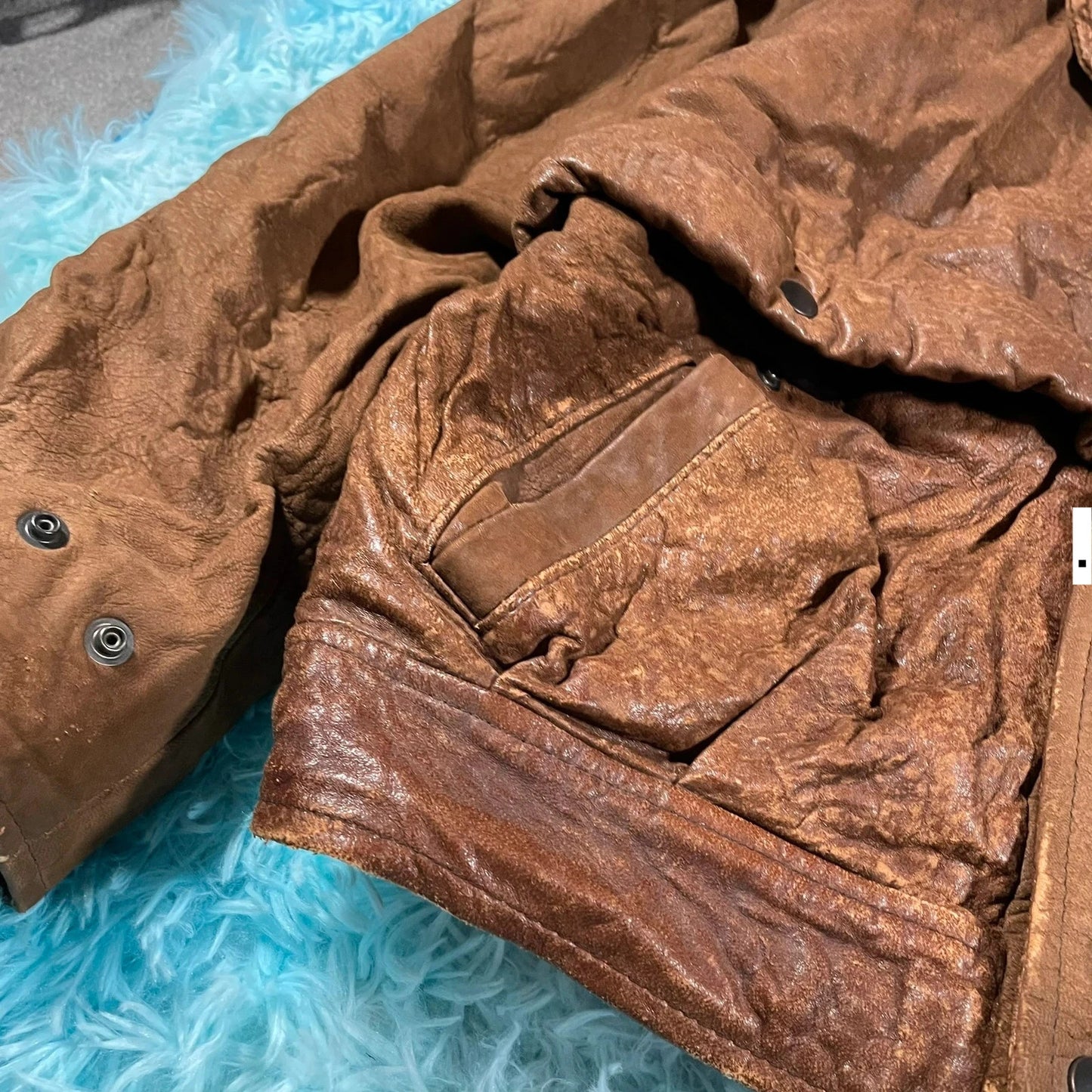 Vintage 90s Brown Leather Bomber Jacket - Medium