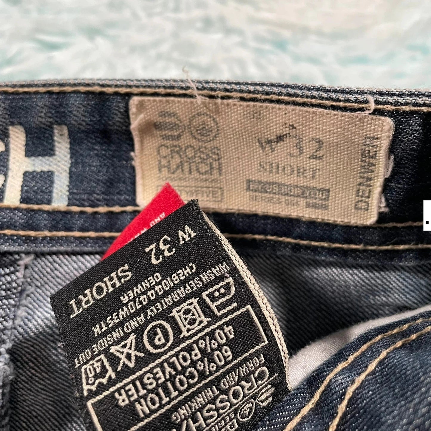 Vintage Y2K Crosshatch Jeans Baggy Embroidered - W32 L30