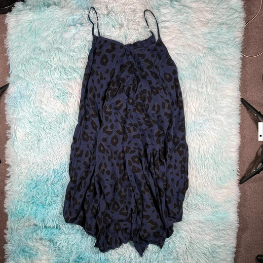 Vintage Y2K Navy Leopard Print Dress Made in Italy
