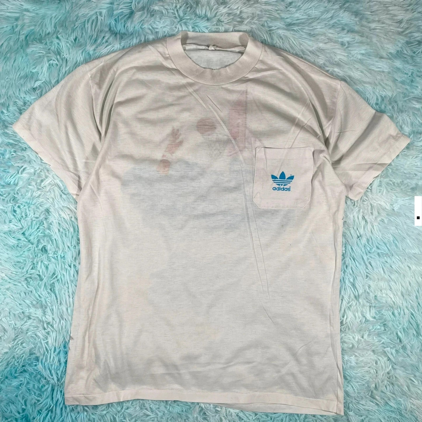 Vintage 80s Adidas Basketball Graphic T Shirt - Medium