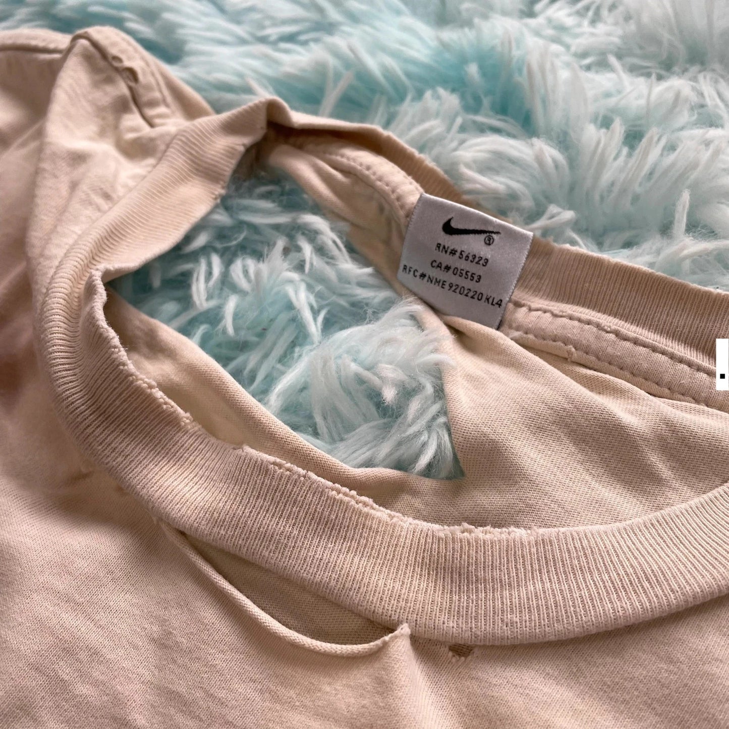 Vintage 90s Thrashed Beige Plain Nike T Shirt - XL