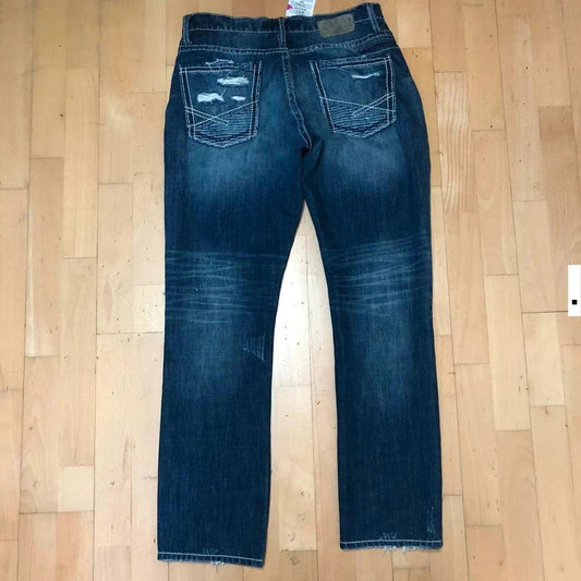Vintage 00s Embroidered Jeans Punk Distressing - 34W