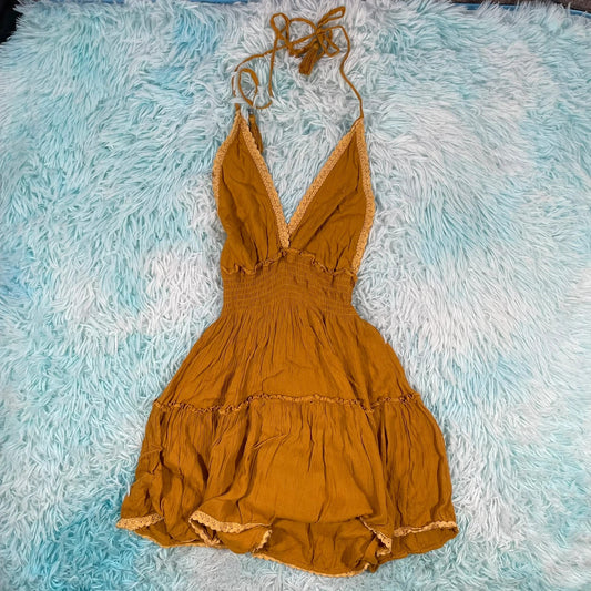 Vintage Mustard Summer Dress - Small