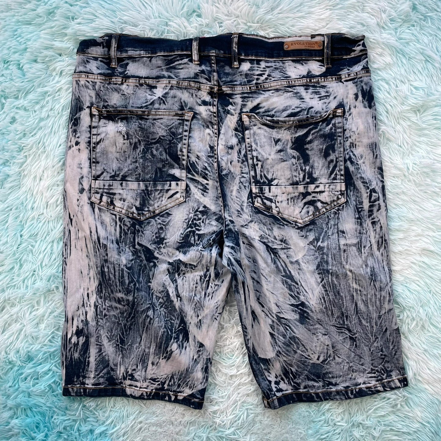 Bleach Washed Denim Shorts Jean Jorts - 46W