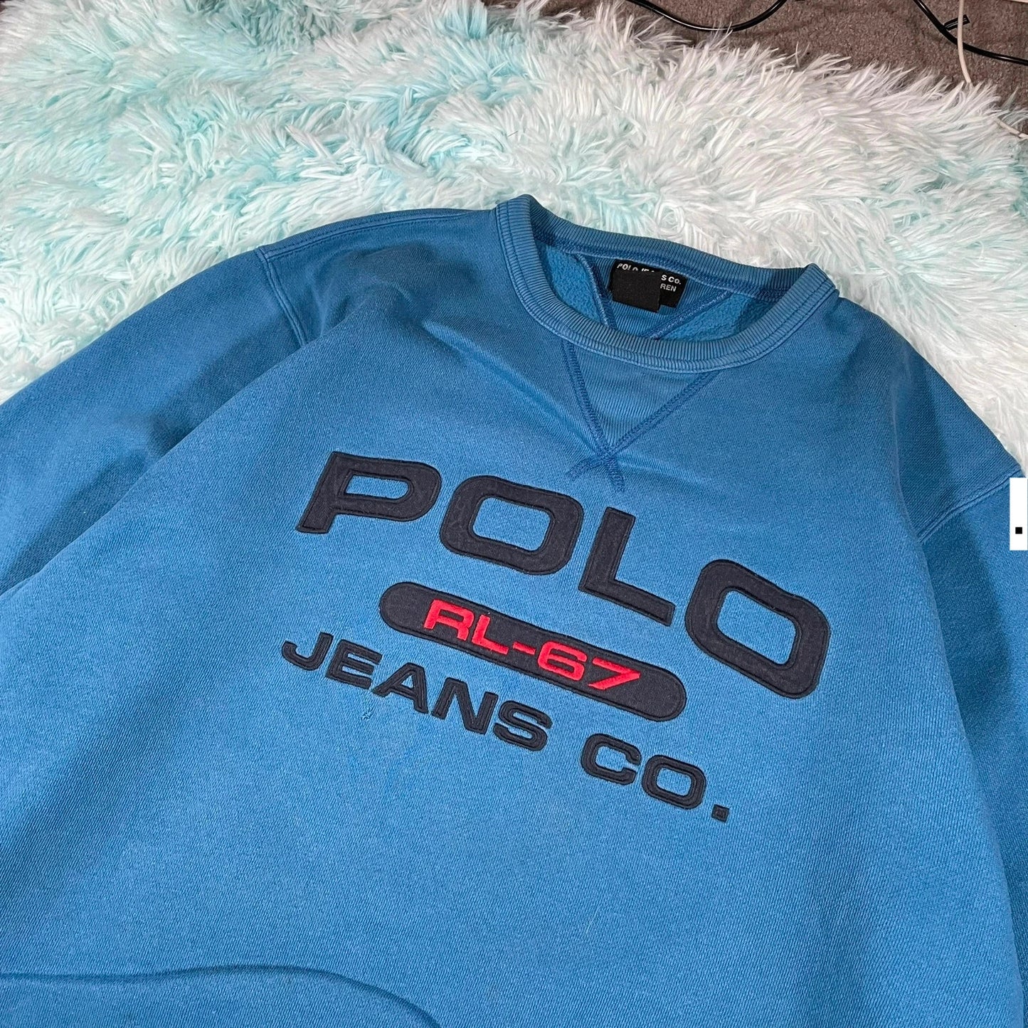 Vintage 90s Blue Polo Jeans Ralph Lauren Sweatshirt - Medium