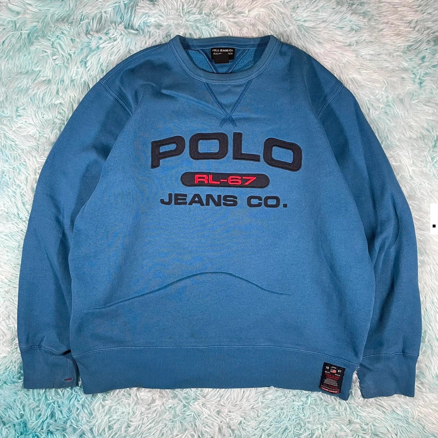 Vintage 90s Blue Polo Jeans Ralph Lauren Sweatshirt - Medium