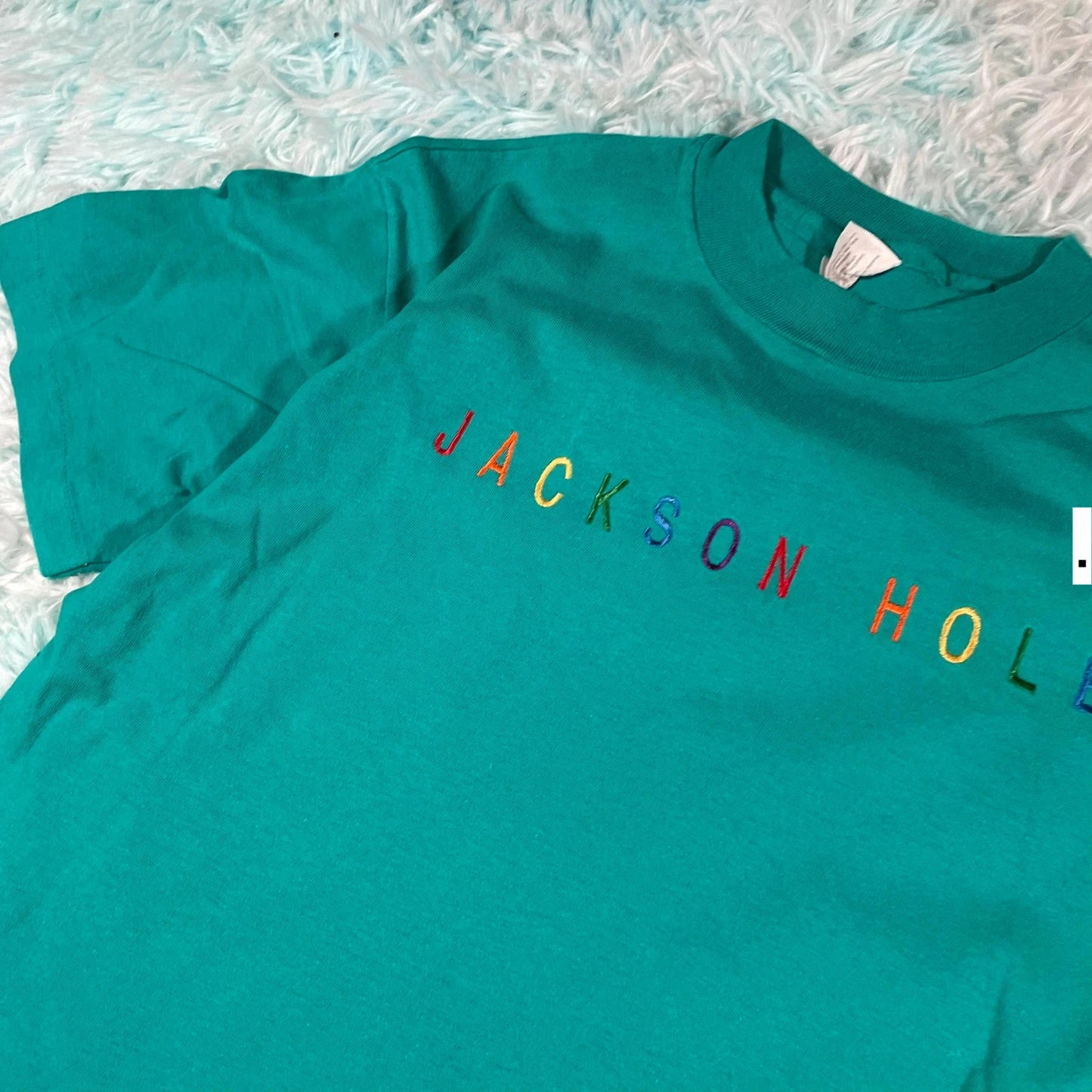 Vintage 90s Turquoise Jackson Hole T Shirt - Medium