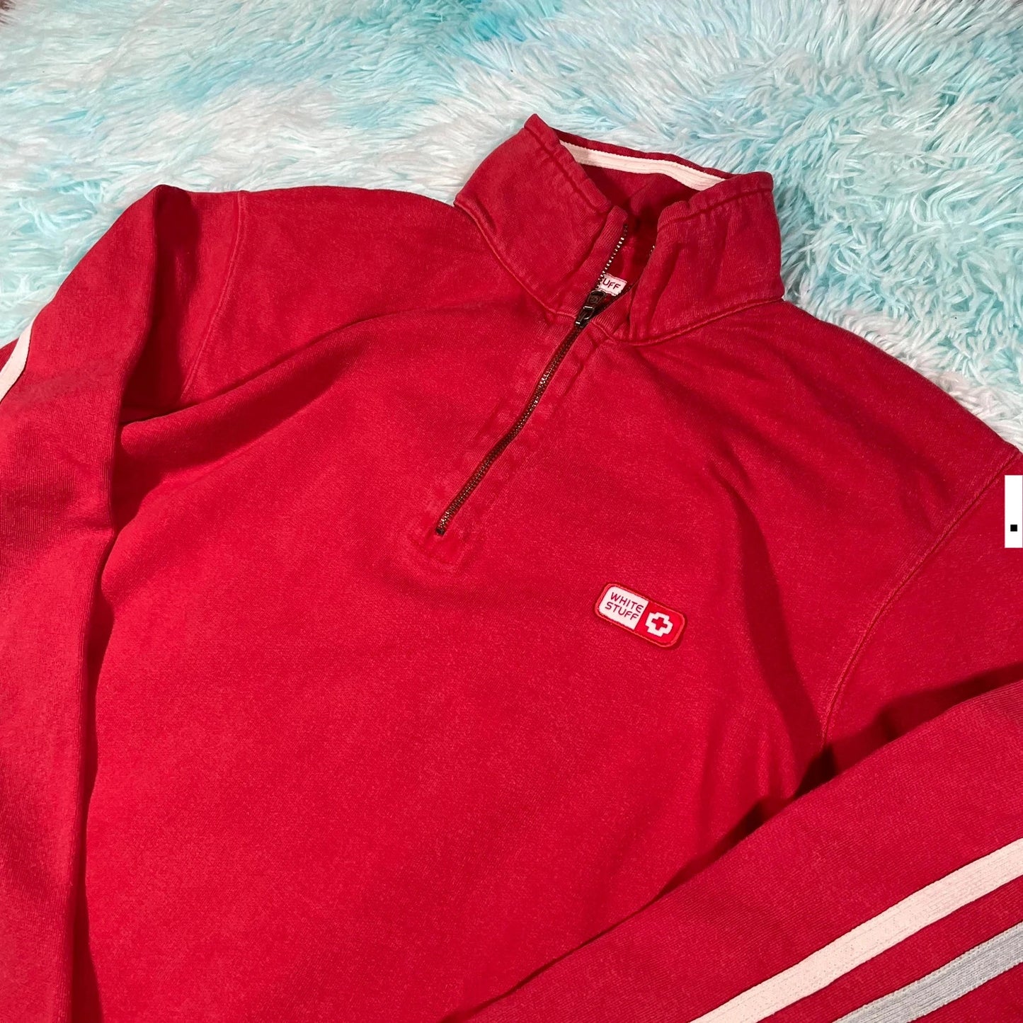 Vintage Red White Stuff 1/4 Zip Sweatshirt - Medium