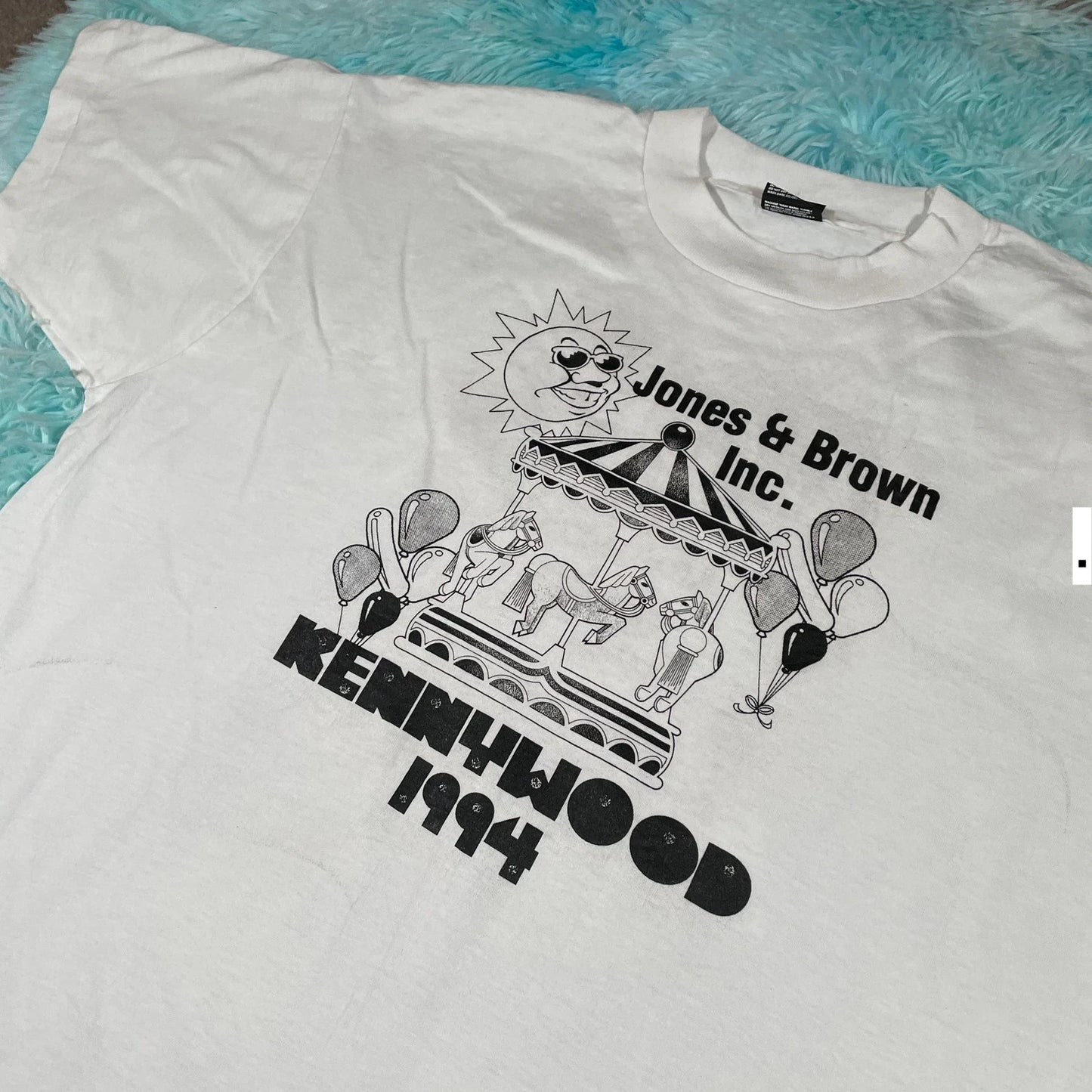 Vintage 90s White Carnival Graphic T Shirt - XL