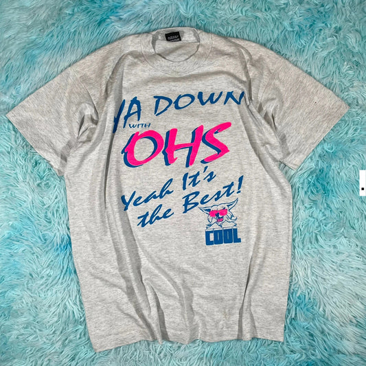 Vintage 90s Grey OHS Graphic T Shirt - XL