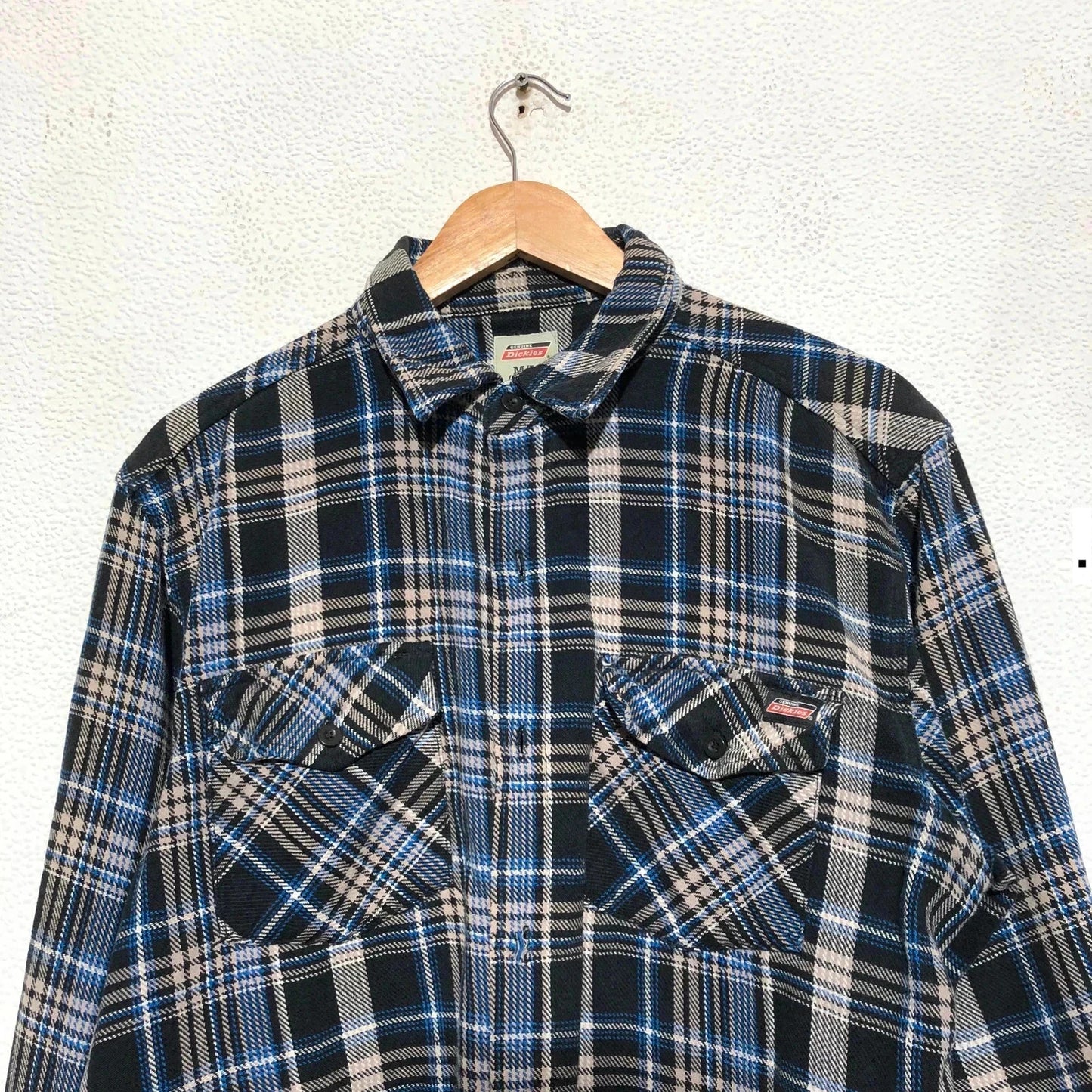 Navy Blue Dickies Plaid Flannel Shirt - Medium