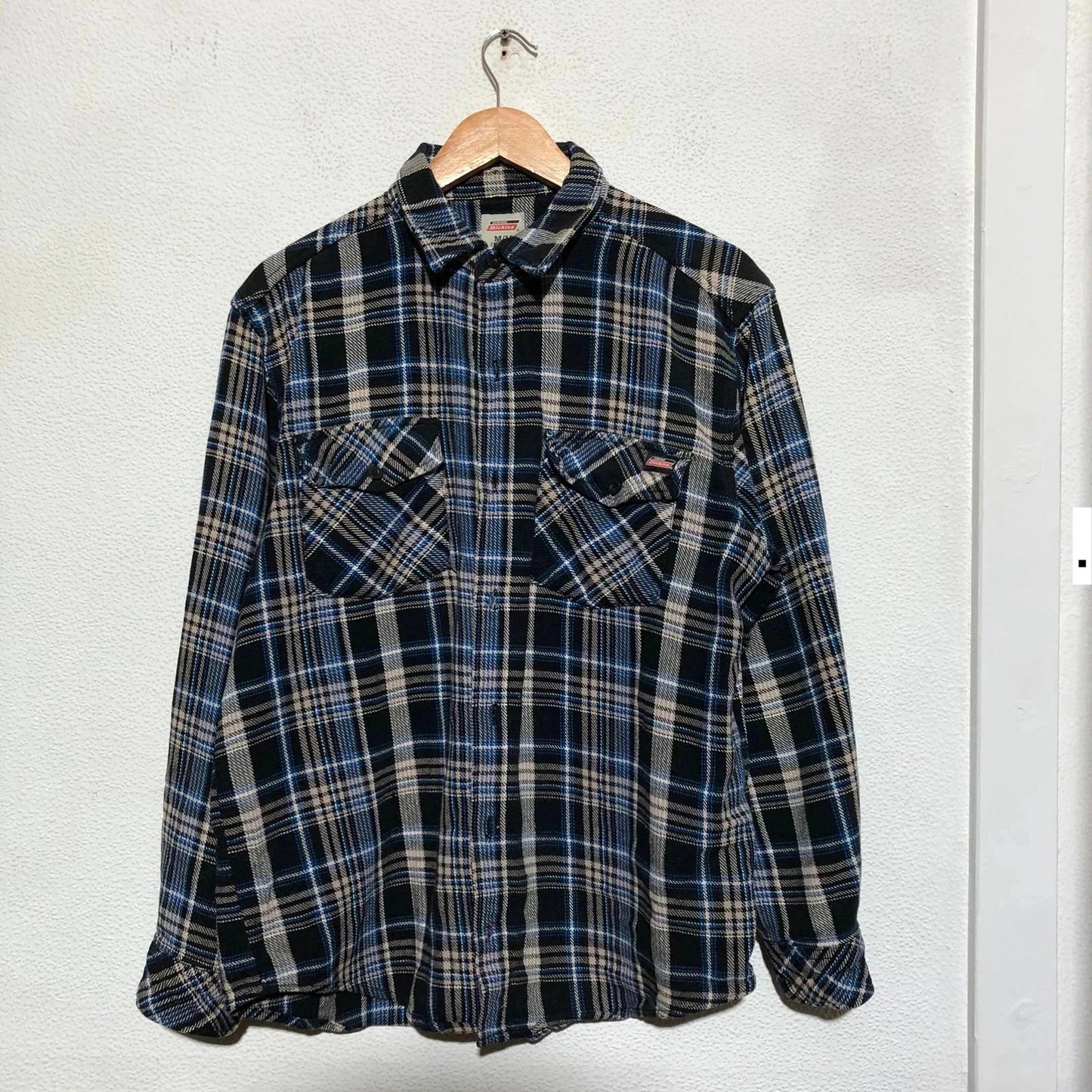 Navy Blue Dickies Plaid Flannel Shirt - Medium