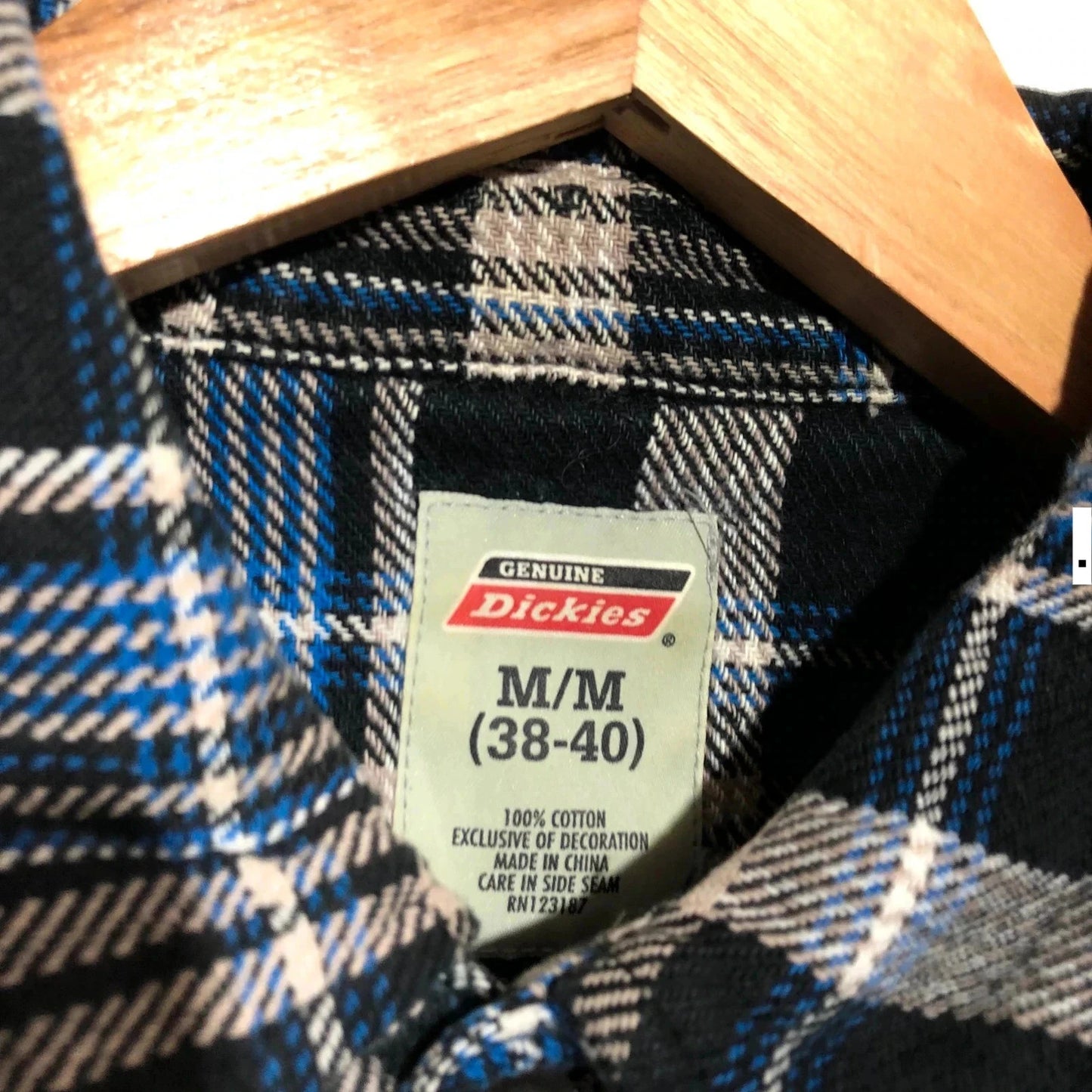 Navy Blue Dickies Plaid Flannel Shirt - Medium