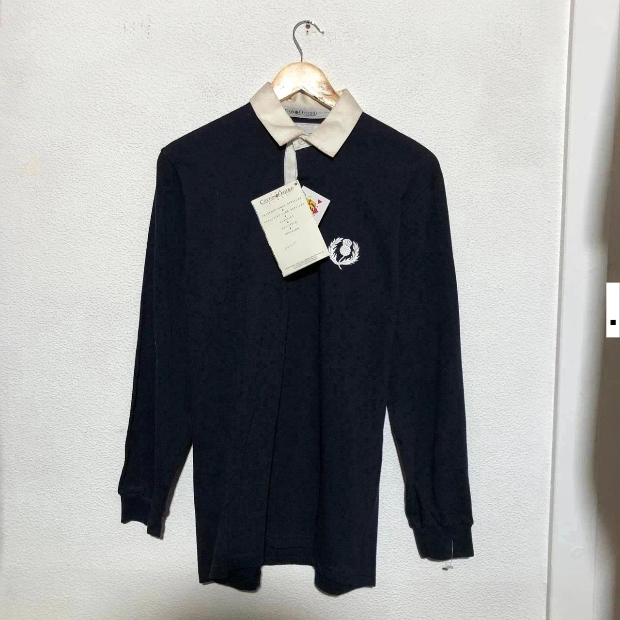Deadstock Vintage 90s Scotland Rugby Shirt Cotton Oxford - Small