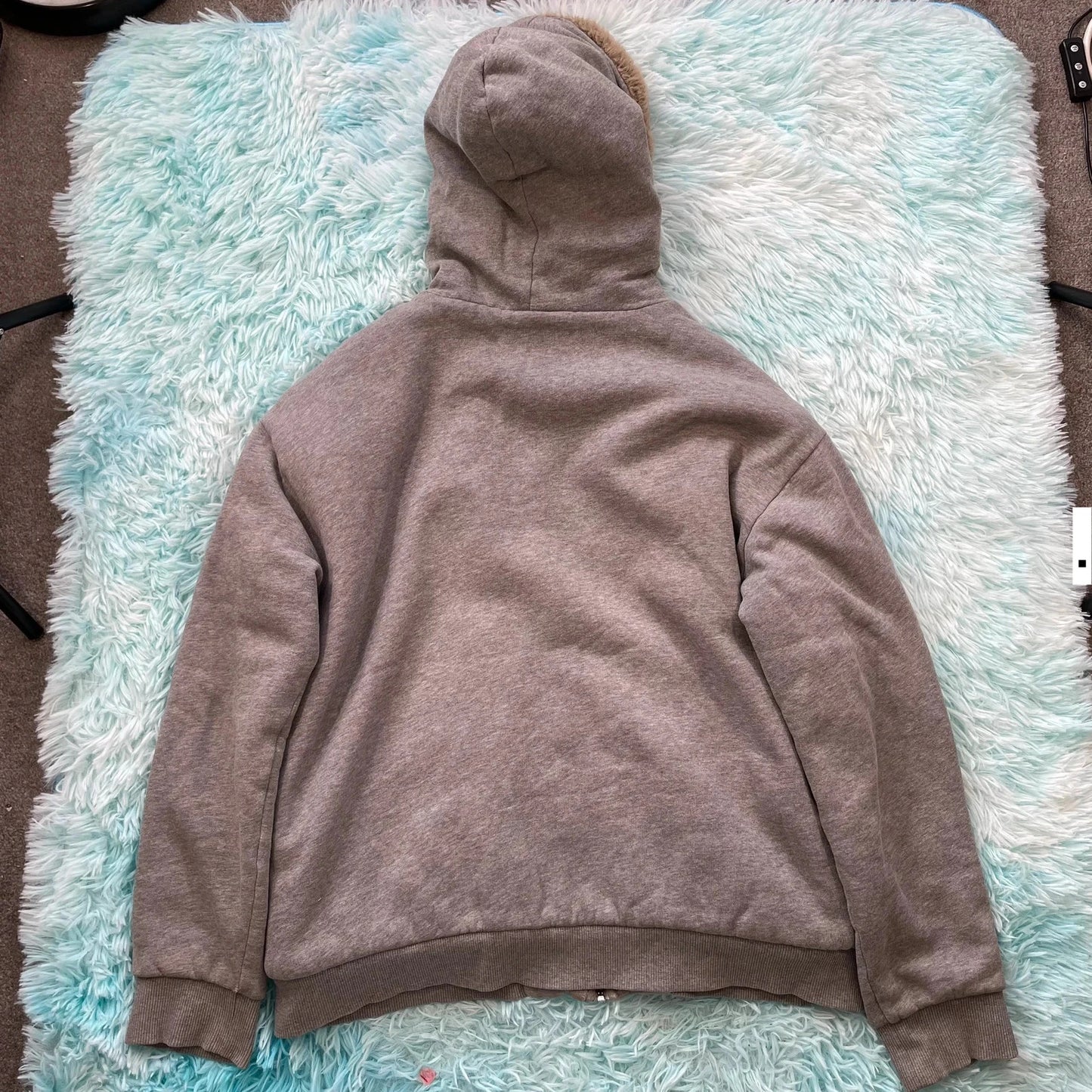 Grey Armani Exchange Fleeced Hoodie Full Zip - Large