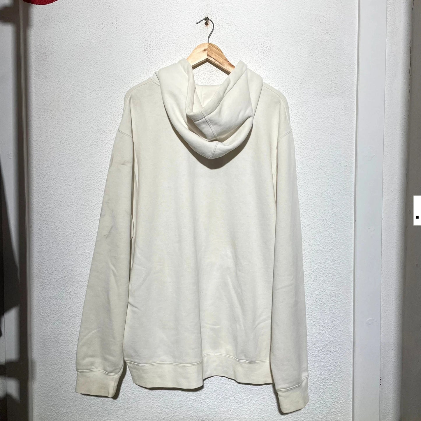 Cream White Stussy Hoodie Spellout - XL
