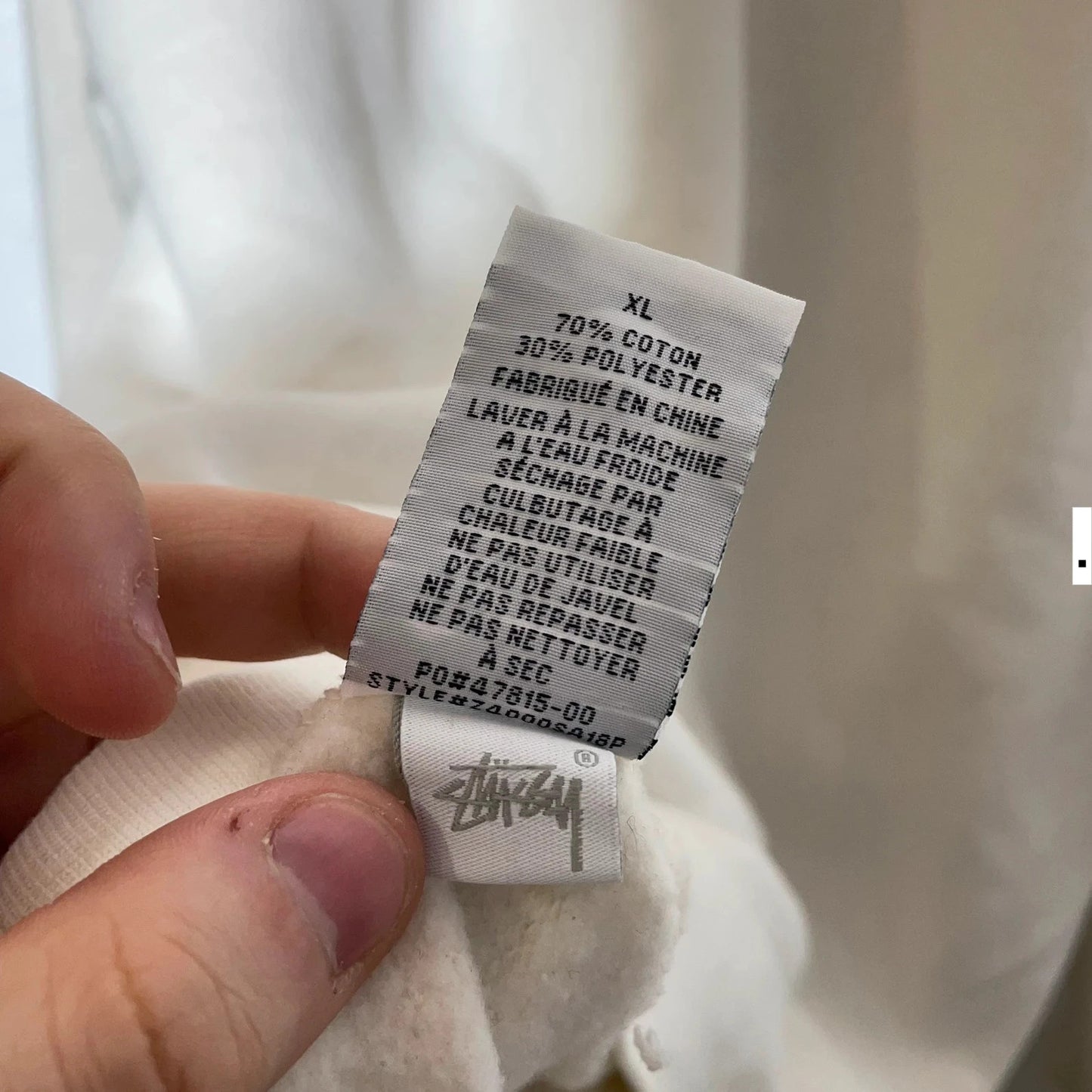 Cream White Stussy Hoodie Spellout - XL