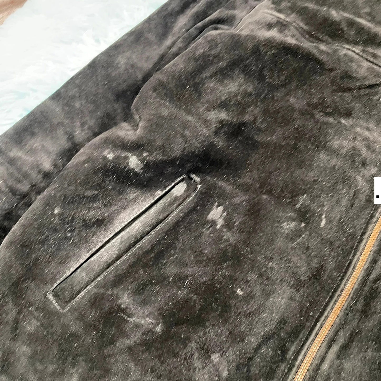 Vintage Suede Leather Bomber Jacket - XL