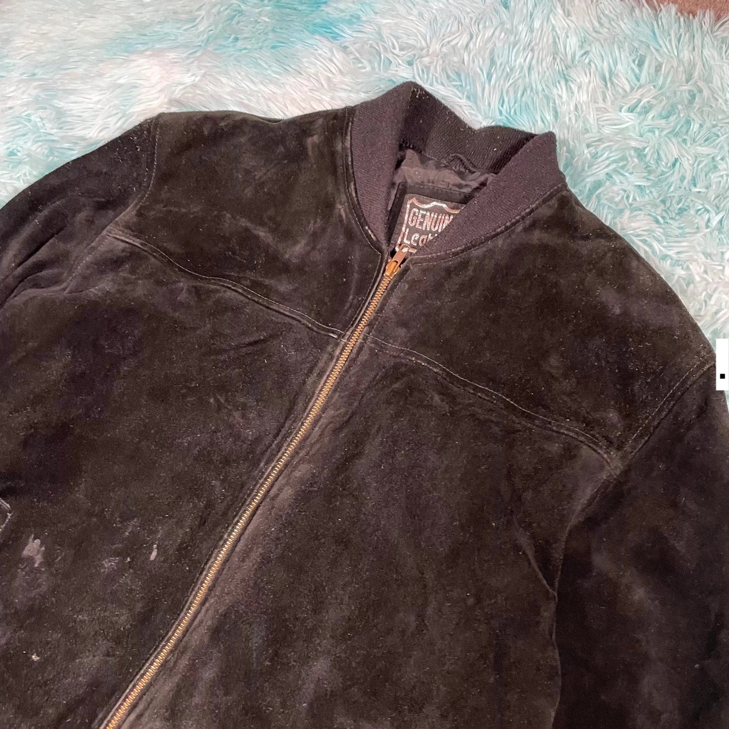 Vintage Suede Leather Bomber Jacket - XL