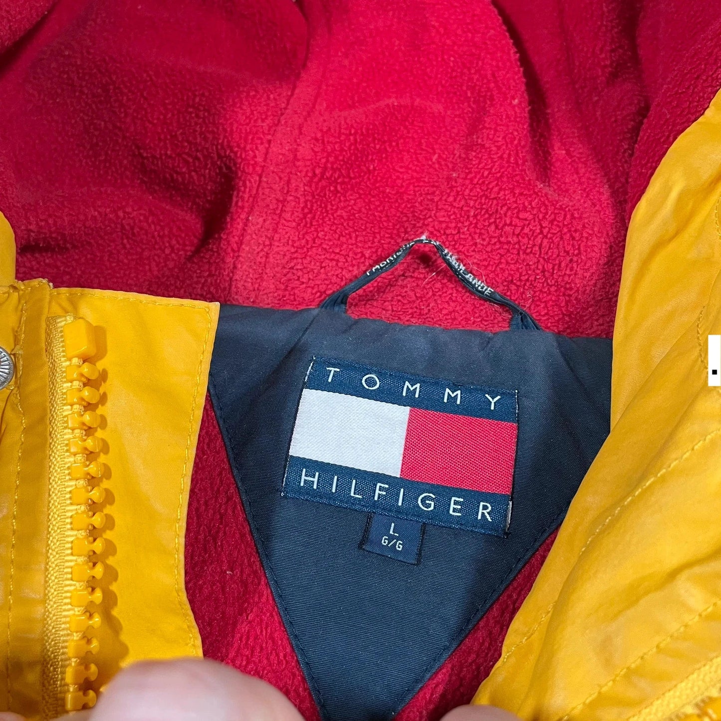 Vintage 90s Yellow Tommy Hilfiger Fleeced Jacket - Large
