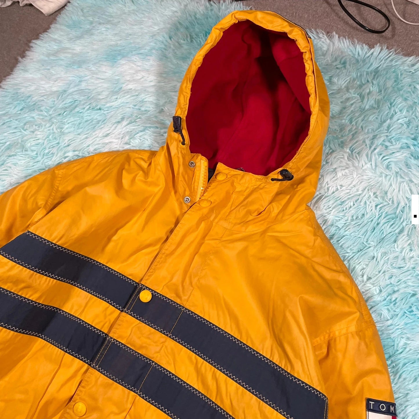 Vintage 90s Yellow Tommy Hilfiger Fleeced Jacket - Large