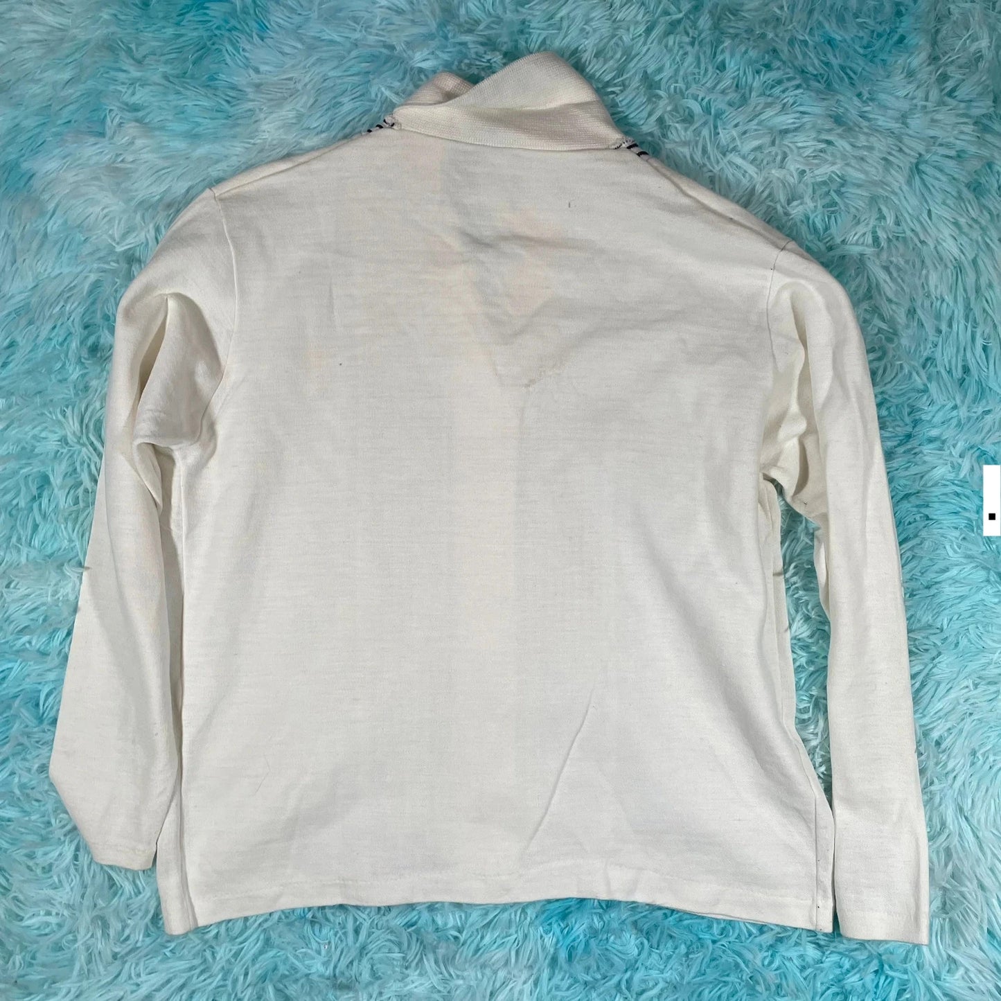 Vintage 80s White Striped Shirt - Medium