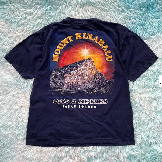 Vintage Navy Kinabalu Graphic T Shirt - Large