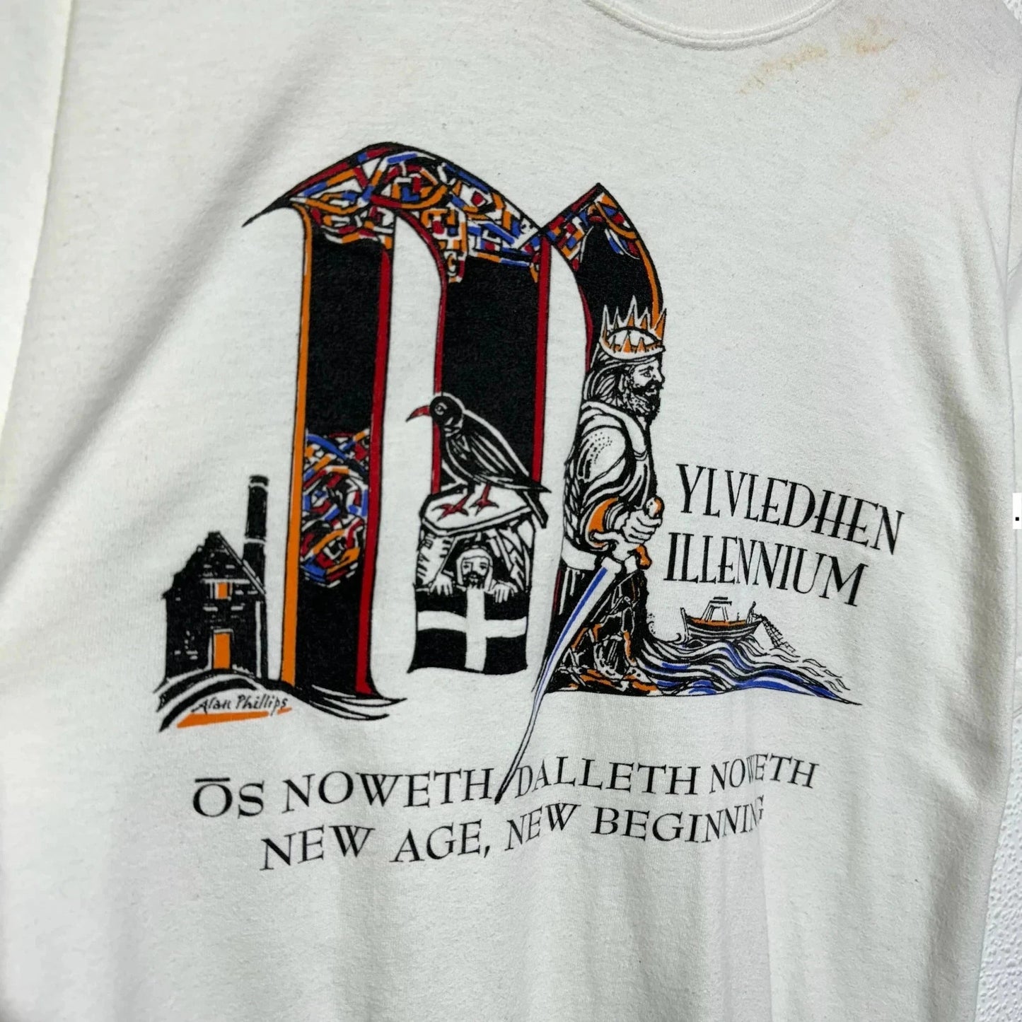 Vintage 90s White Millennium Graphic T Shirt a
