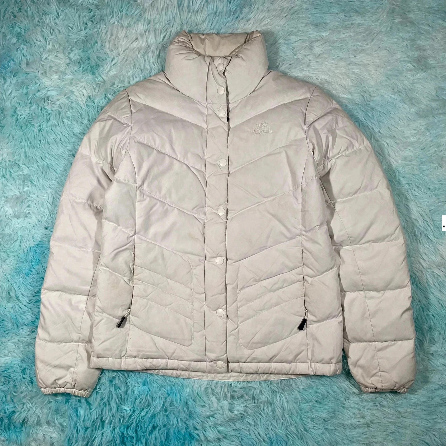 Vintage White The North Face Puffer Jacket - Womens Small
