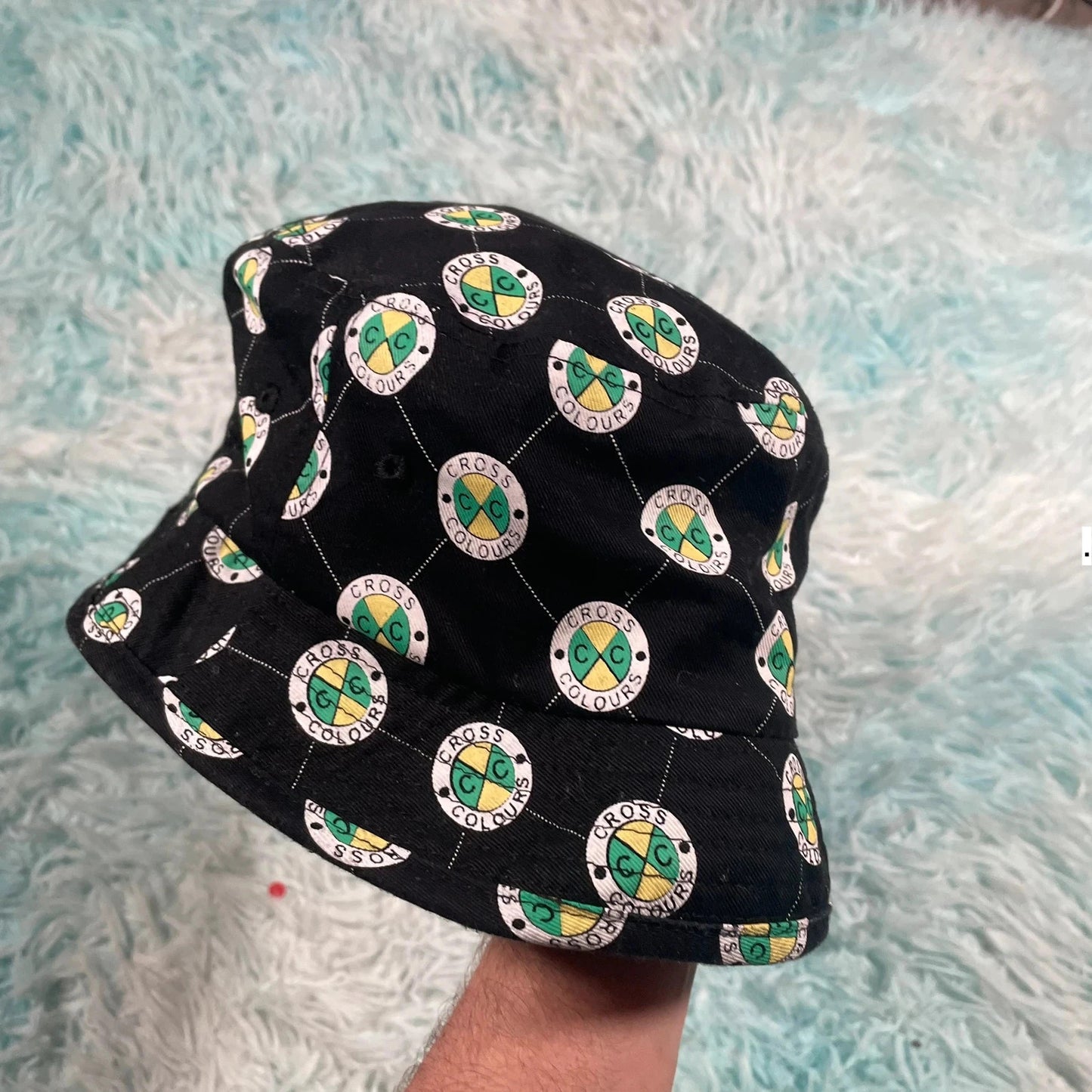 Vintage Black Cross Colours Bucket Hat
