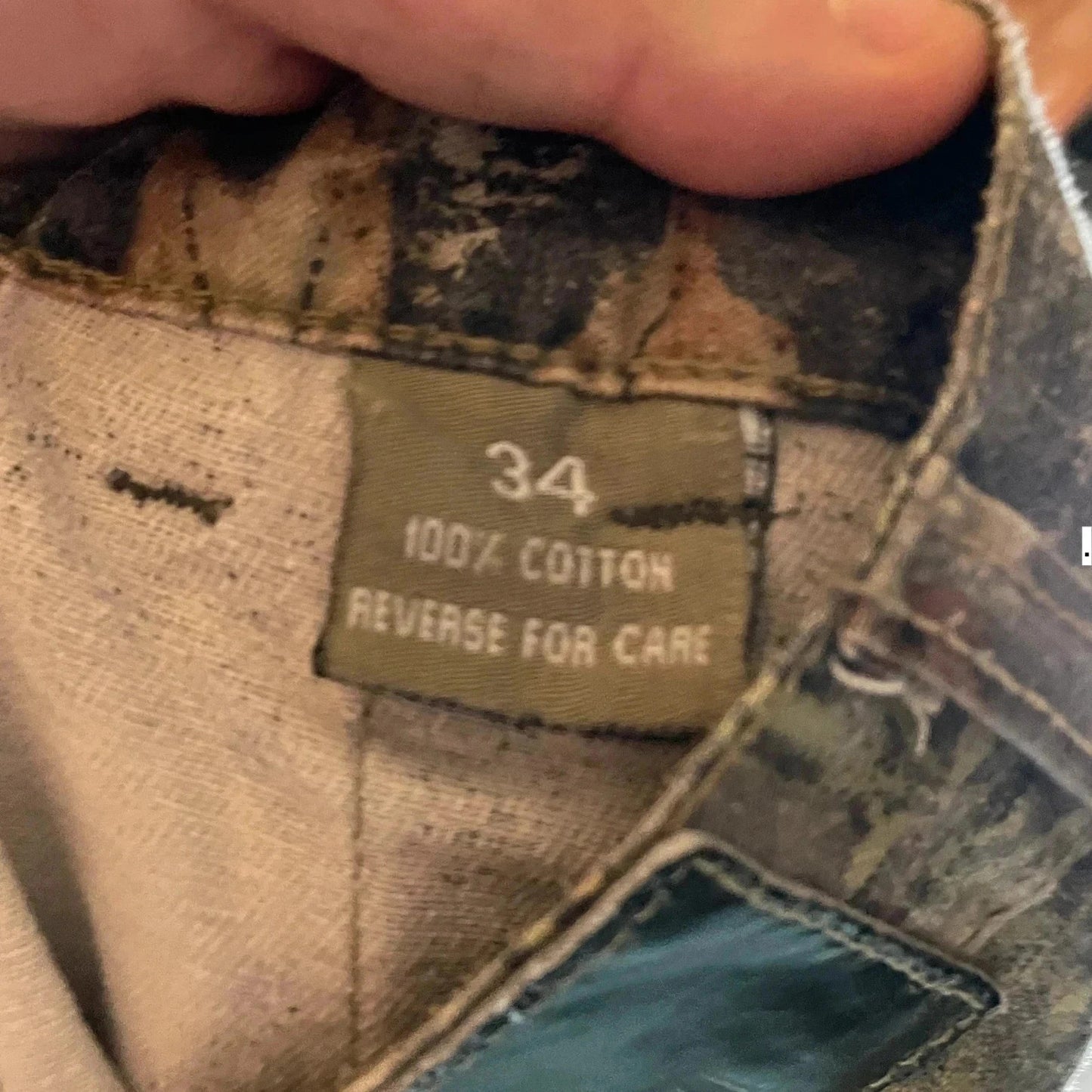 Khaki Mossy Oak Camo Cargo Trousers - 34W
