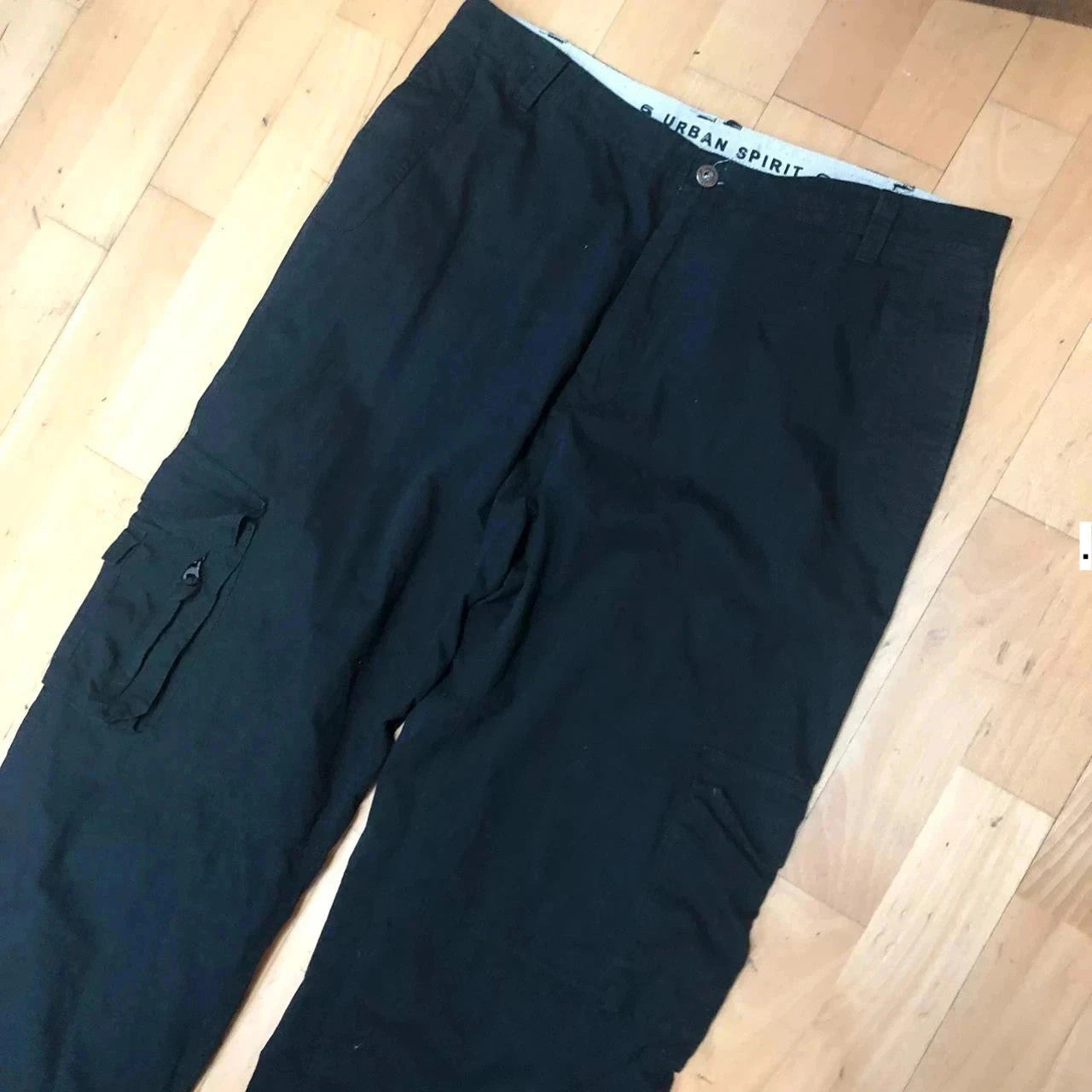 Vintage Black Baggy Cargo Trousers Loose Fit Urban Spirit - 36W 31L